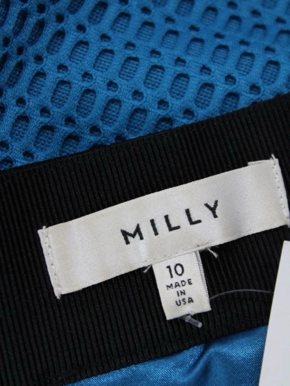 Blue Knit Mini Skirt with Black Waistband - Picture 6 of 8